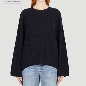Toteme Cashmere Cable Knit Sweater in Black, Size Medium.